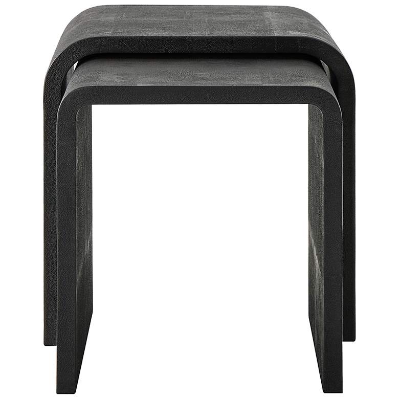 Image 4 Uttermost Interpose Gray Faux Shagreen Side Table Set more views