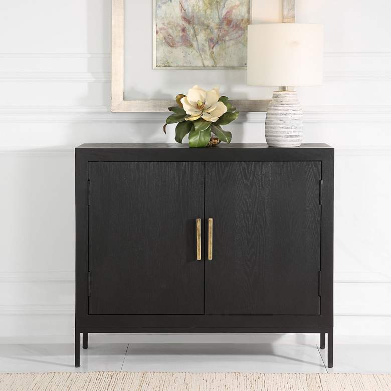 Image 2 Uttermost Inverness 40"W Dark Ebony Wood 2-Door Gold Cabinet