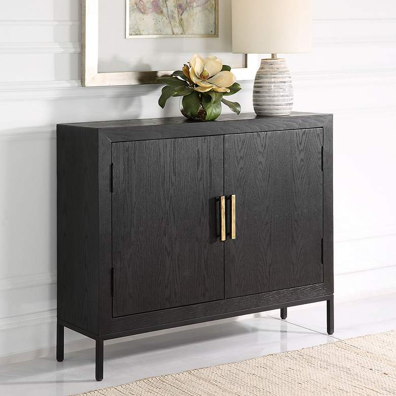 Image 6 Uttermost Inverness 40"W Dark Ebony Wood 2-Door Gold Cabinet more views