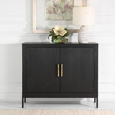 Uttermost Inverness 40"W Dark Ebony Wood 2-Door Gold Cabinet