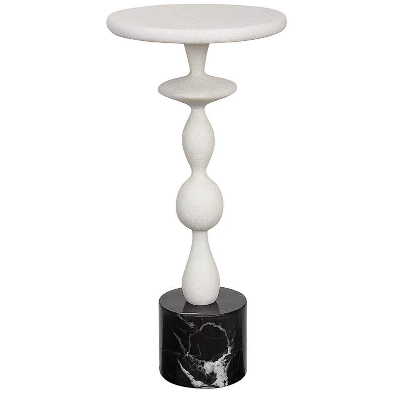 Image 2 Uttermost Inverse 11 inch Wide White Marble Round Drink Table