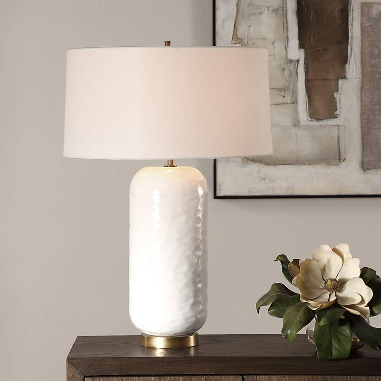 Image 1 Uttermost Iona White Glaze Ceramic Table Lamp