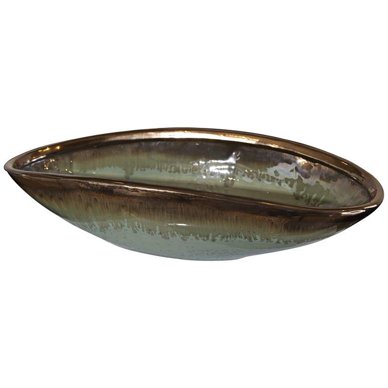 Image 2 Uttermost Iroquois Mint Green Brown Decorative Bowl