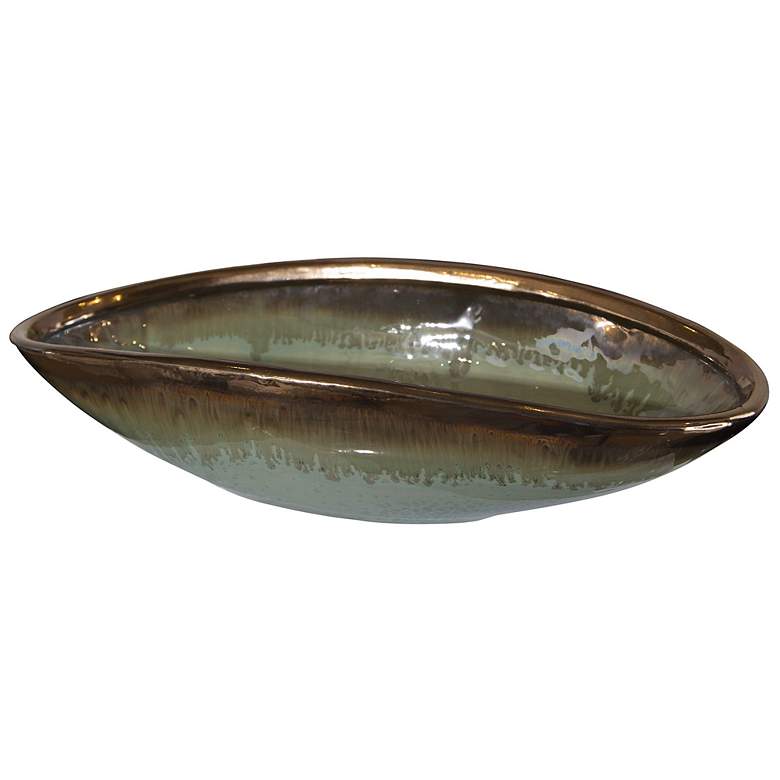 Image 2 Uttermost Iroquois Mint Green Brown Decorative Bowl