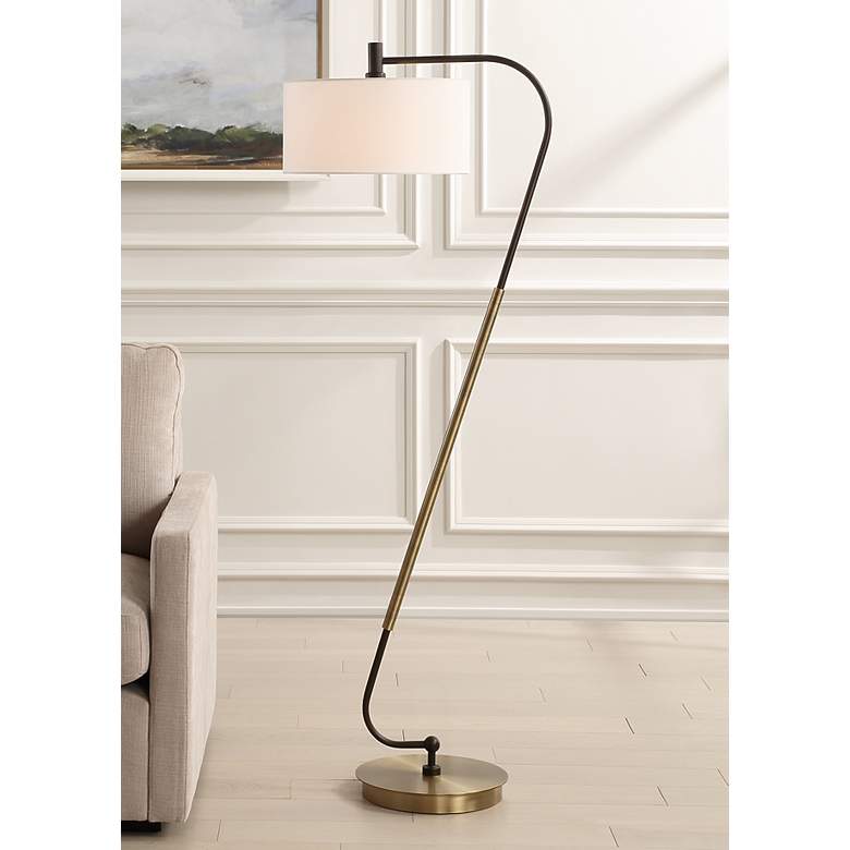 Image 1 Uttermost Irwin 64 1/4" High Plated Antique Brass Arched Floor Lamp