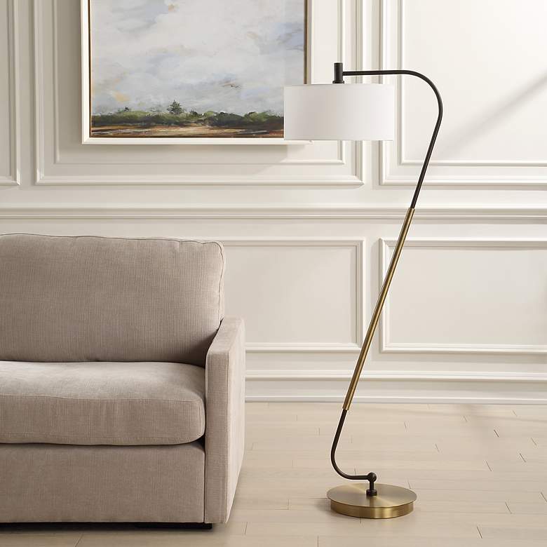 Image 4 Uttermost Irwin 64 1/4" High Plated Antique Brass Arched Floor Lamp more views