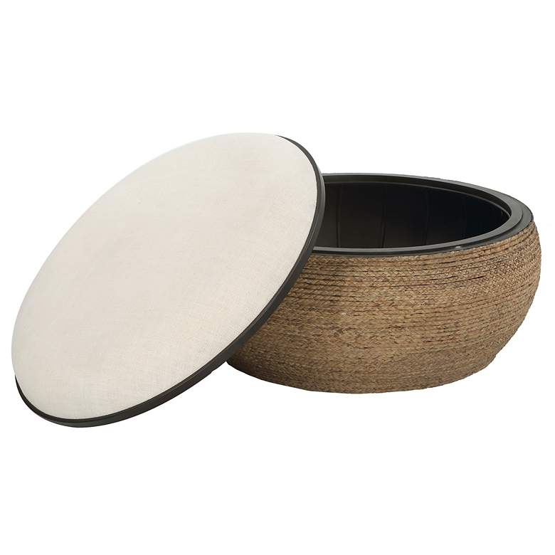 Image 3 Uttermost Island Light Beige Round Storage Ottoman more views