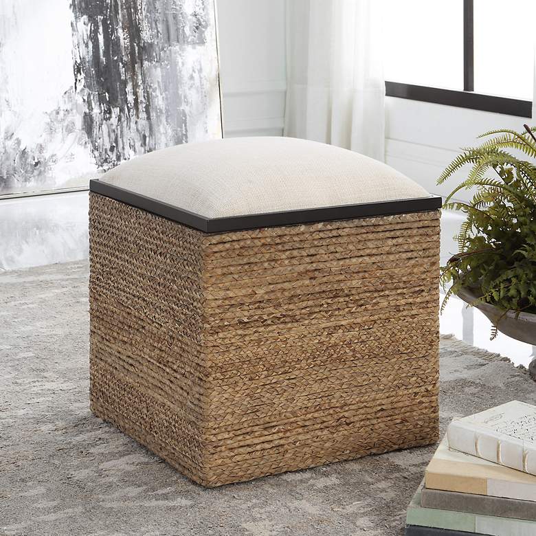 Image 1 Uttermost Island Light Beige Square Storage Accent Stool