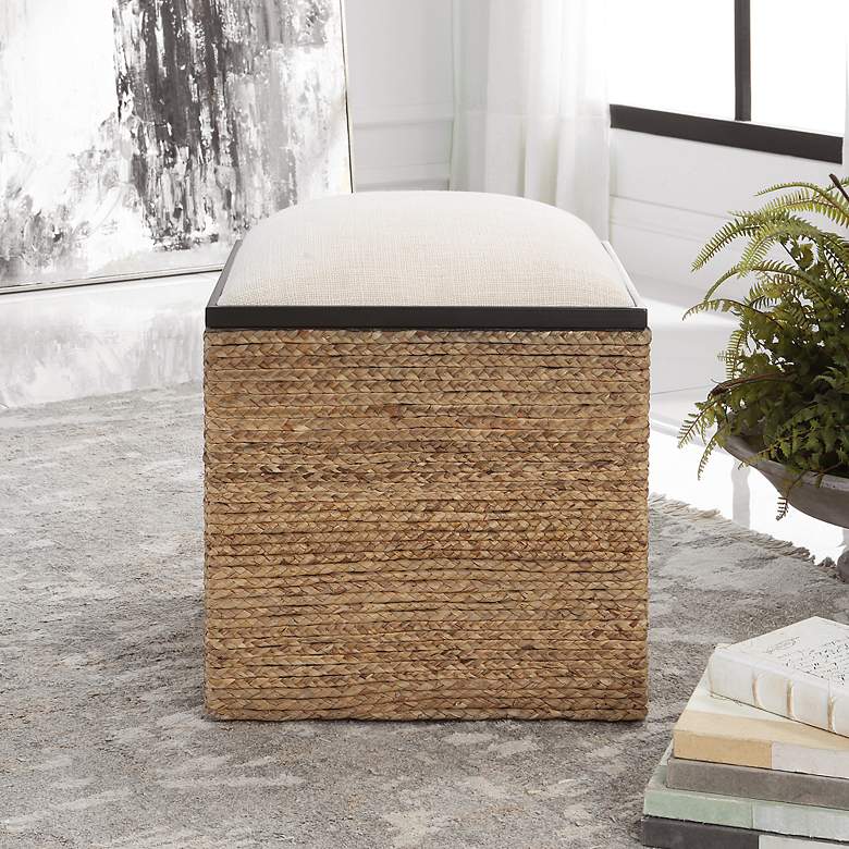 Image 3 Uttermost Island Light Beige Square Storage Accent Stool more views