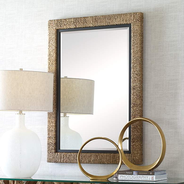 Image 1 Uttermost Island Natural Straw 29 1/2" x 41 1/2" Wall Mirror