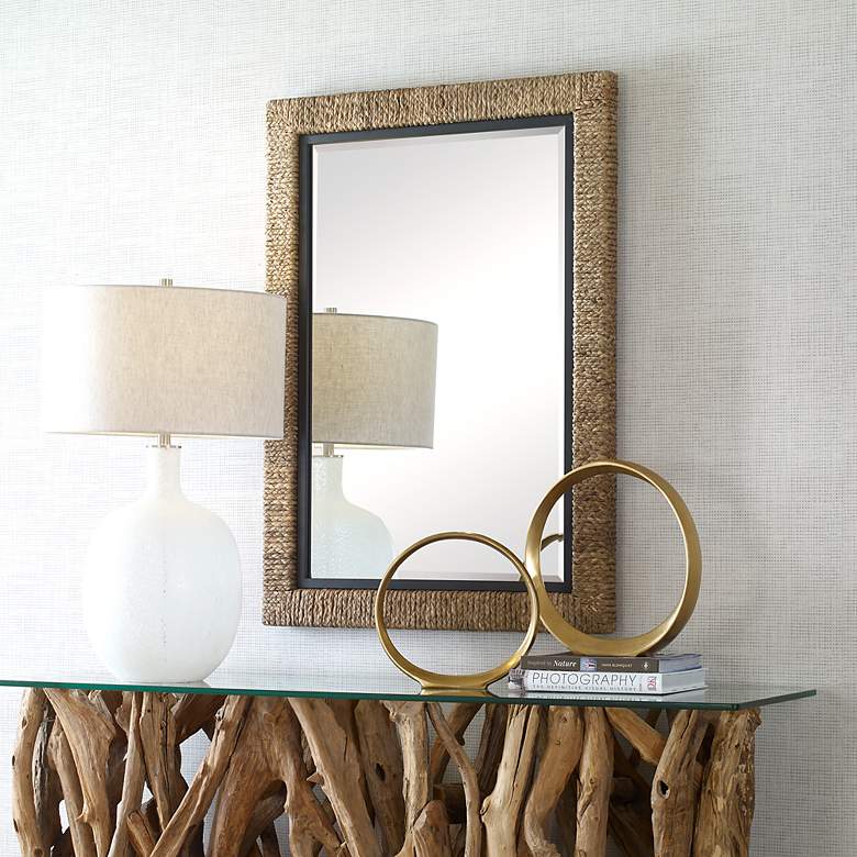 Image 3 Uttermost Island Natural Straw 29 1/2 inch x 41 1/2 inch Wall Mirror more views