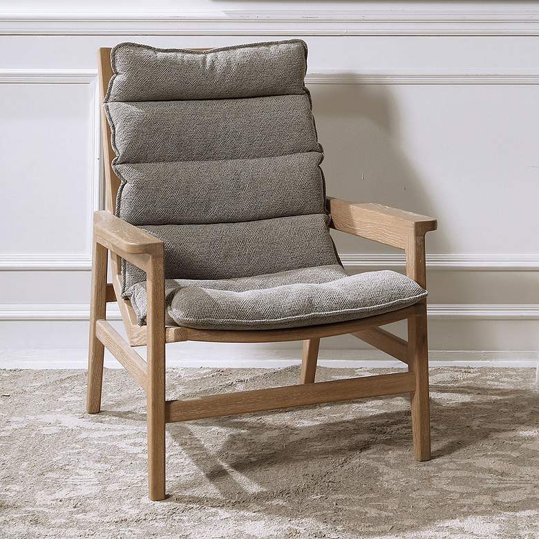 Image 1 Uttermost Isola Charcoal Gray Fabric and Wood Accent Chair