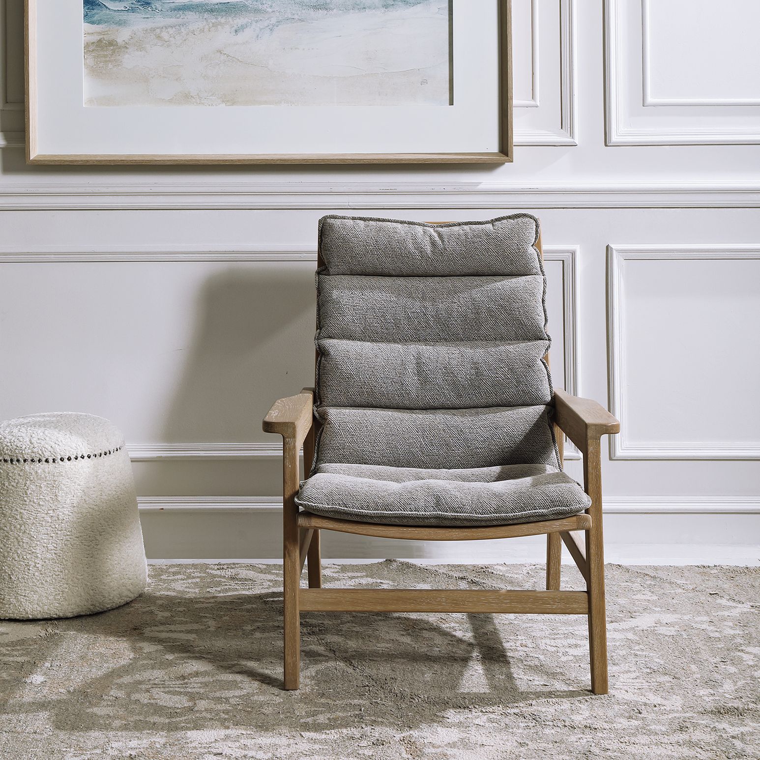 grey wood accent chair