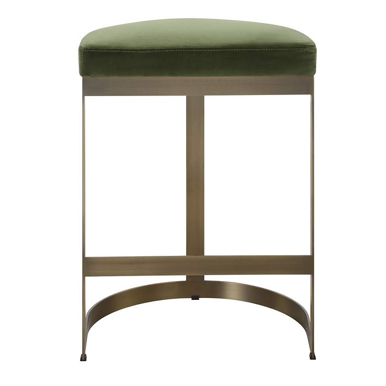 Image 5 Uttermost Ivanna 26" High Brass and Moss Green Counter Stool more views