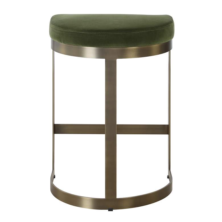 Image 6 Uttermost Ivanna 26" High Brass and Moss Green Counter Stool more views