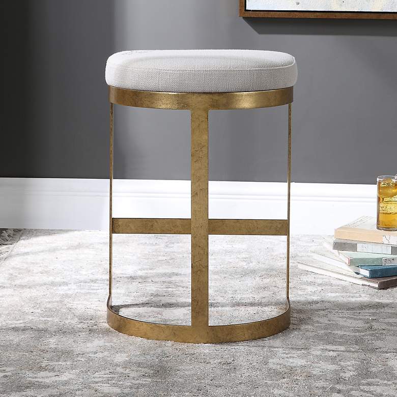 Image 3 Uttermost Ivanna 26" High Half-Round Modern Gold Counter Stool more views