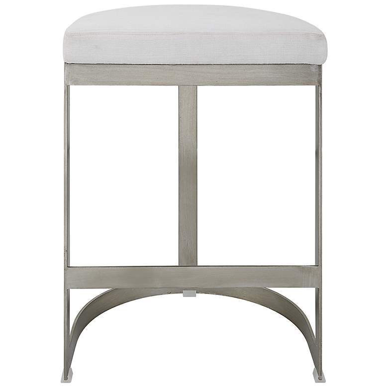 Image 2 Uttermost Ivanna 26" Silver and White Linen Counter Stool