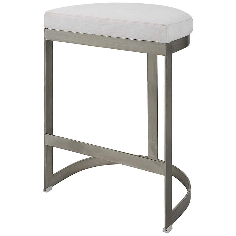 Image 3 Uttermost Ivanna 26" Silver and White Linen Counter Stool more views