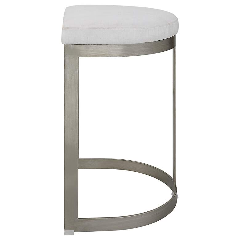 Image 4 Uttermost Ivanna 26" Silver and White Linen Counter Stool more views