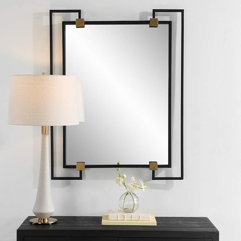 Image 1 Uttermost Ivey Black 32 1/2" x 42" Rectangular Wall Mirror
