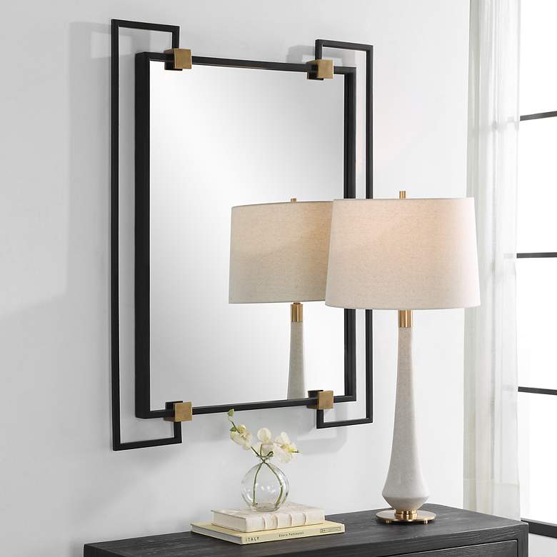 Image 3 Uttermost Ivey Black 32 1/2" x 42" Rectangular Wall Mirror more views