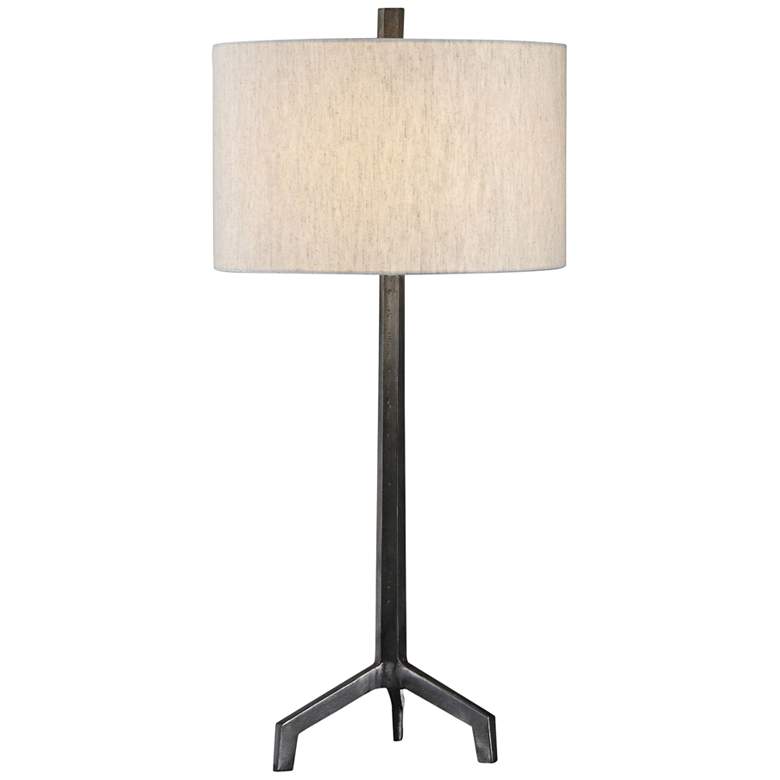 Image 2 Uttermost Ivor 33 3/4" Rustic Industrial Raw Steel Tripod Table Lamp