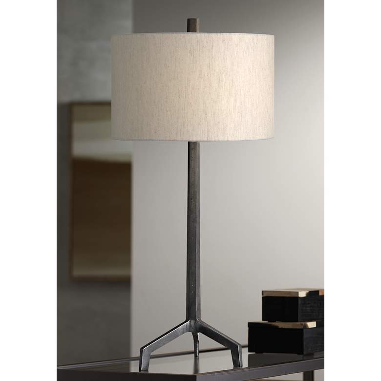 Image 1 Uttermost Ivor 33 3/4" Rustic Industrial Raw Steel Tripod Table Lamp