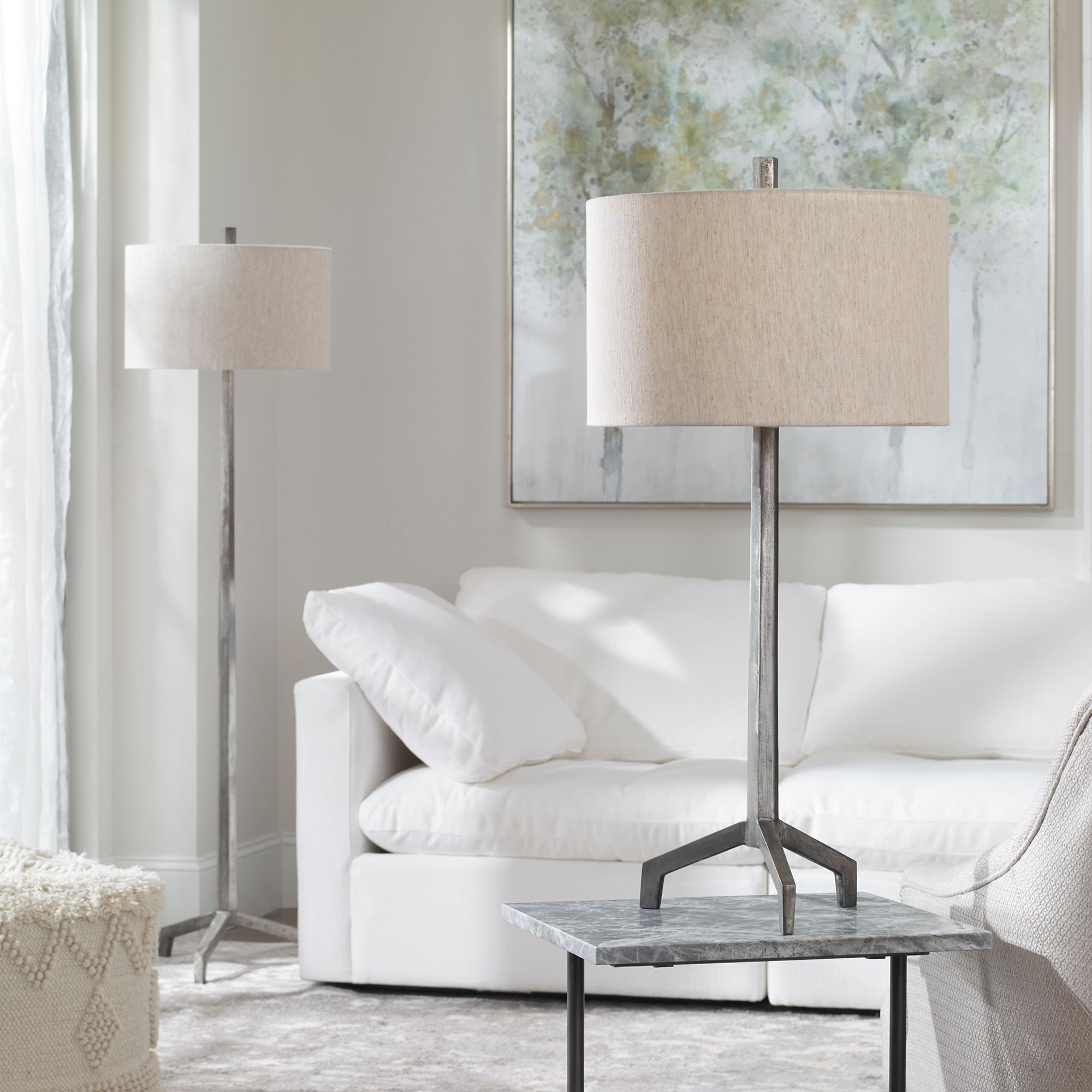 Thumbnail4 of Uttermost Ivor 33 3/4" Rustic Industrial Raw Steel Tripod Table Lamp more views