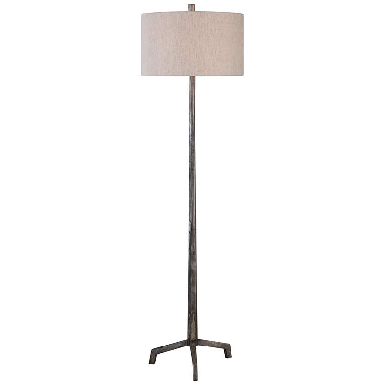 Image 2 Uttermost Ivor 62 inch Raw Steel Metal Stem Modern Floor Lamp