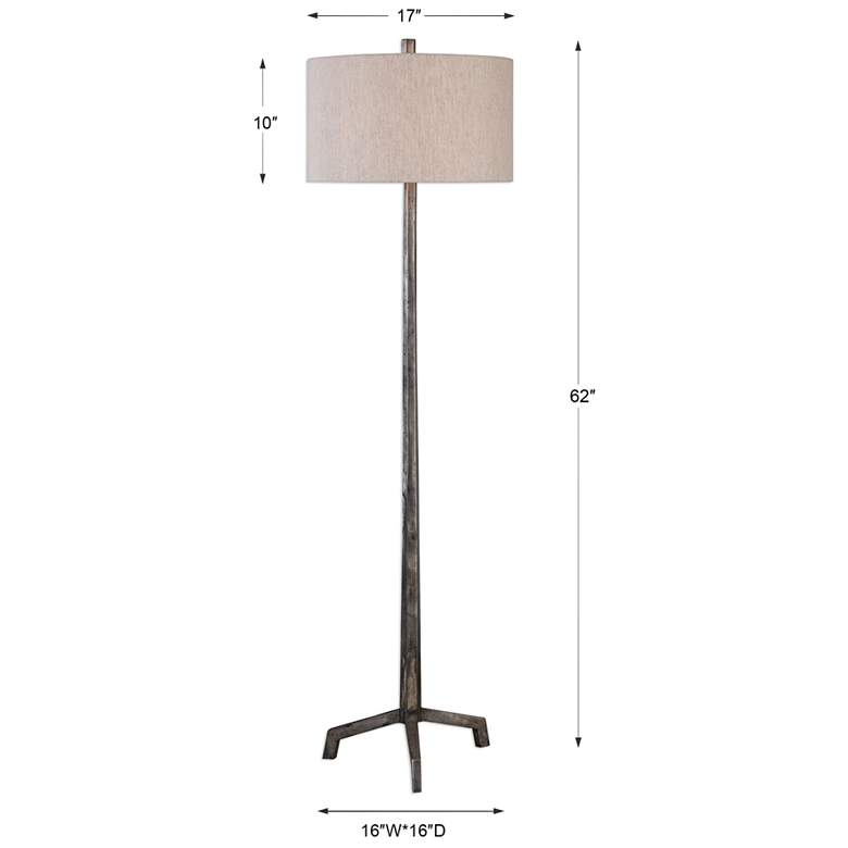 Image 3 Uttermost Ivor 62 inch Raw Steel Metal Stem Modern Floor Lamp more views