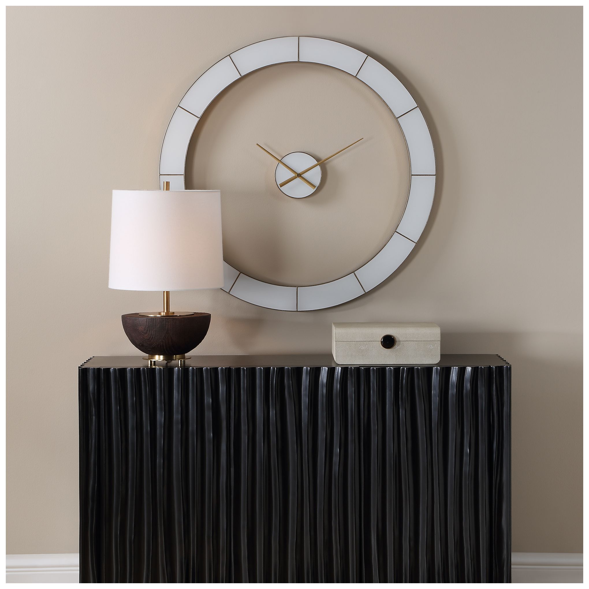 Image 2 Uttermost Ivory Halo 35 3/8" Wall Clock more views