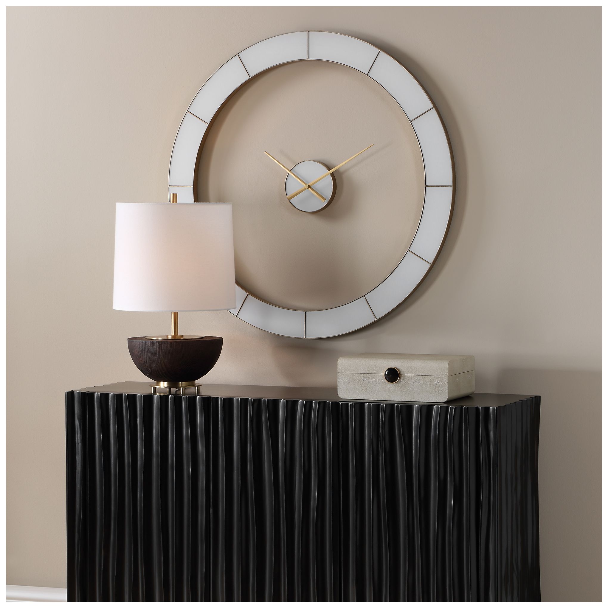 Image 3 Uttermost Ivory Halo 35 3/8" Wall Clock more views