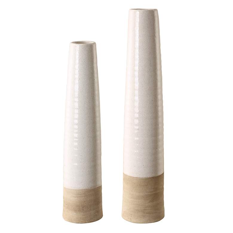 Image 2 Uttermost Ivory Sands 23" High White Ceramic Vases Set of 2