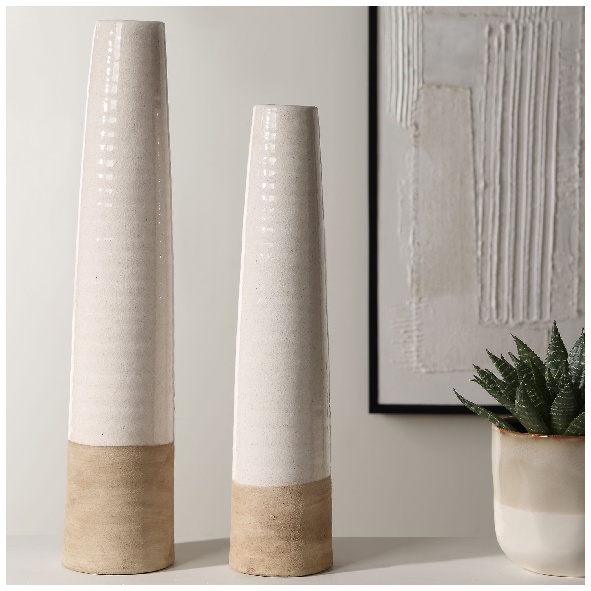 Image 3 Uttermost Ivory Sands 23" High White Ceramic Vases Set of 2 more views