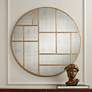 1_Uttermost Iyengar 35" Geometric Antique Gold Round Wall Mirror