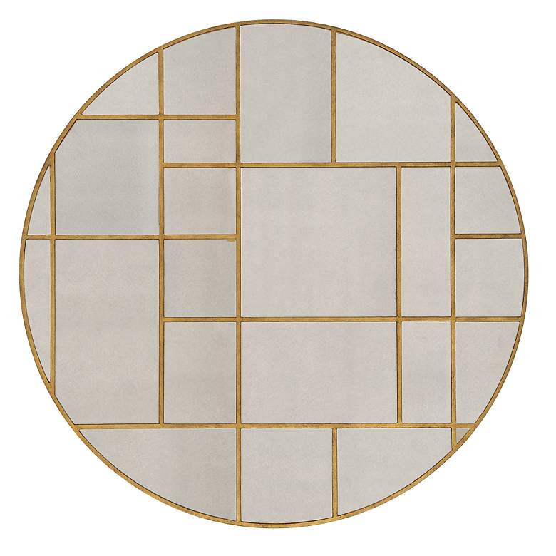 Image 3 Uttermost Iyengar Antique Gold Leaf 45" Round Wall Mirror