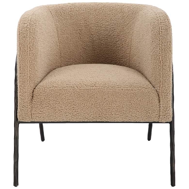 Image 2 Uttermost Jacobsen Latte Shearling Barrel Accent Chair