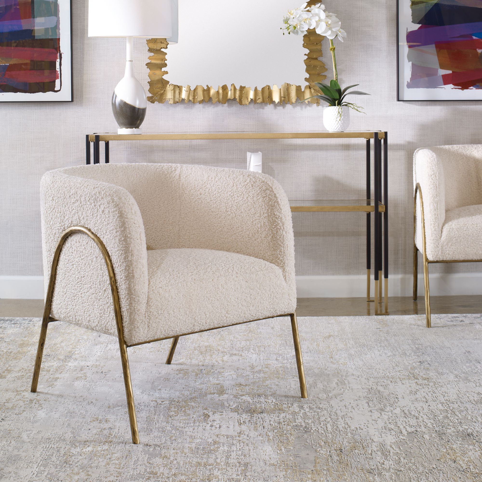 Uttermost Jacobsen Natural Shearling Accent Chair