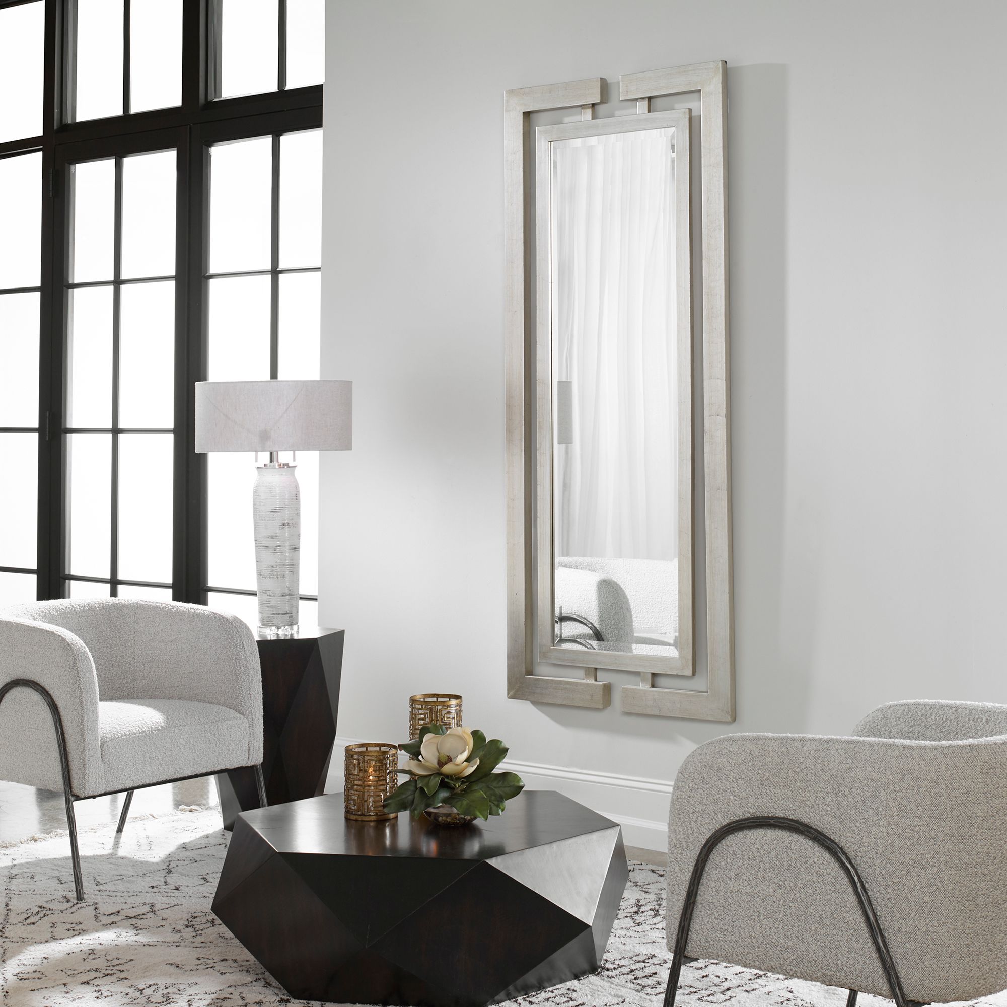 Image 4 Uttermost Jamal 76" x 34" Silver Lead Finish Large Wall Mirror more views