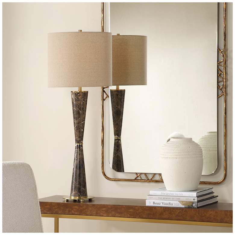 Image 1 Uttermost Jameson 38 1/2" Brown Marble Table Lamp