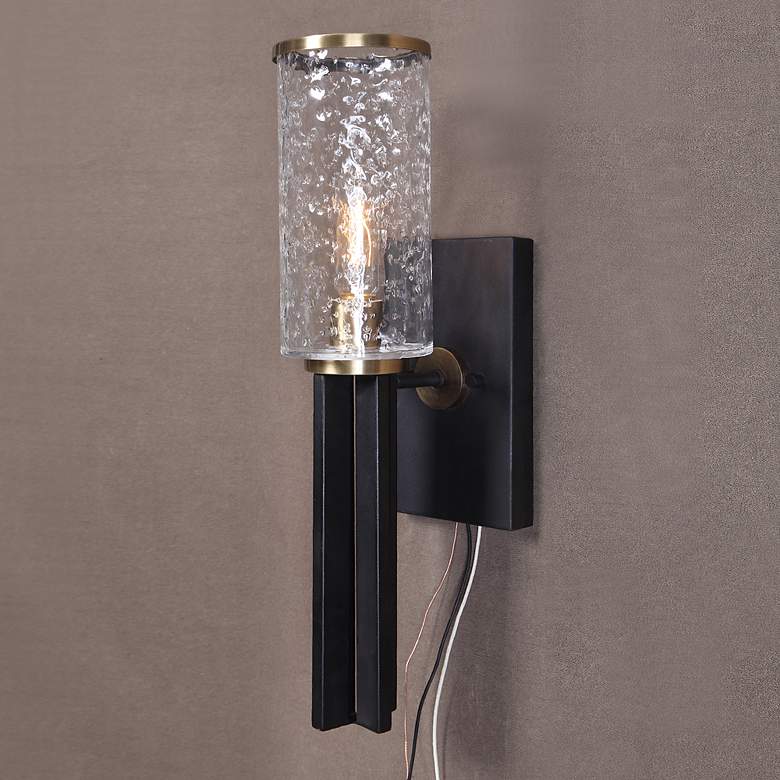 Image 2 Uttermost Jarsdel 20 inch High Black Wall Sconce more views