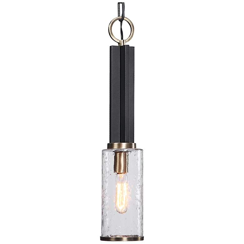 Image 2 Uttermost Jarsdel 4 1/2 inch Sanded Black and Brass Mini Pendant Light