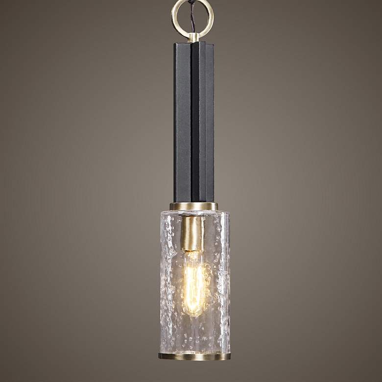 Image 1 Uttermost Jarsdel 4 1/2" Sanded Black and Brass Mini Pendant Light
