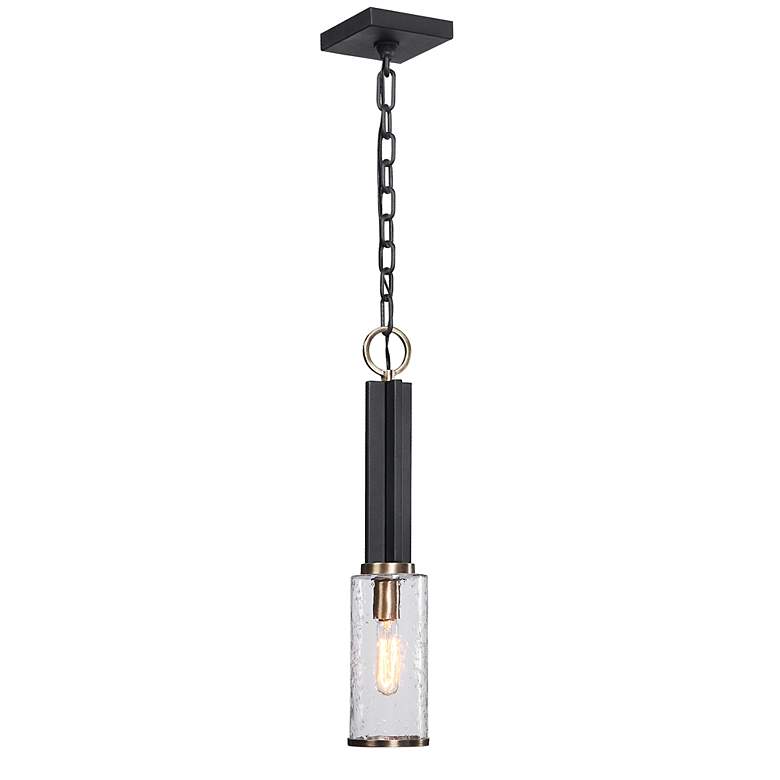 Image 3 Uttermost Jarsdel 4 1/2" Sanded Black and Brass Mini Pendant Light more views