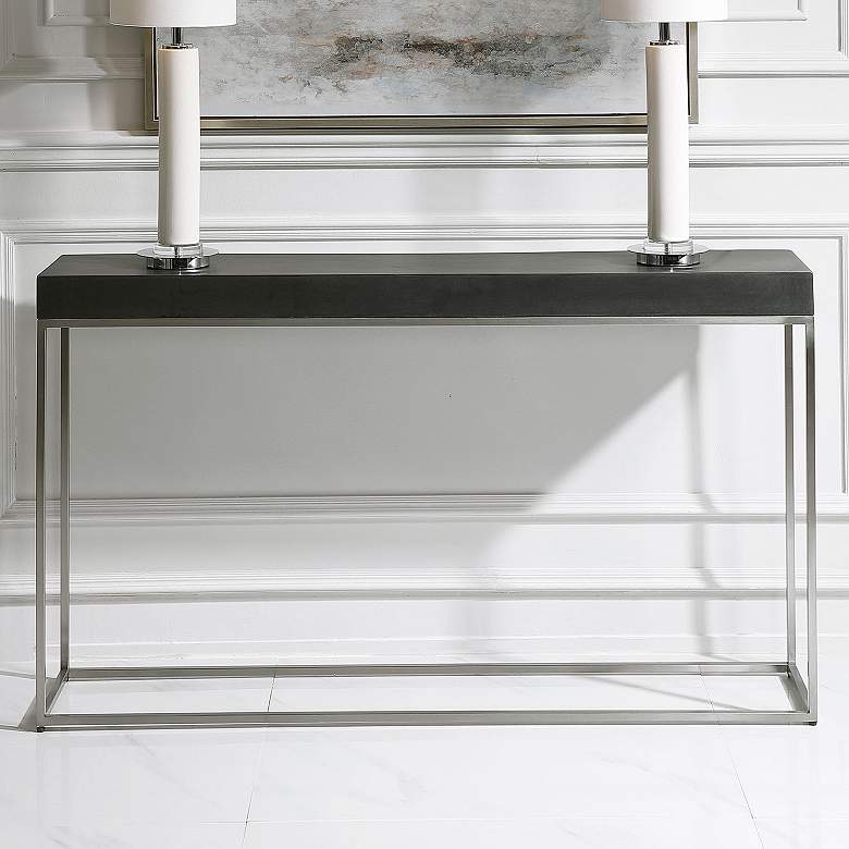 Image 1 Uttermost Jase 54" Wide Brushed Nickel Console Table
