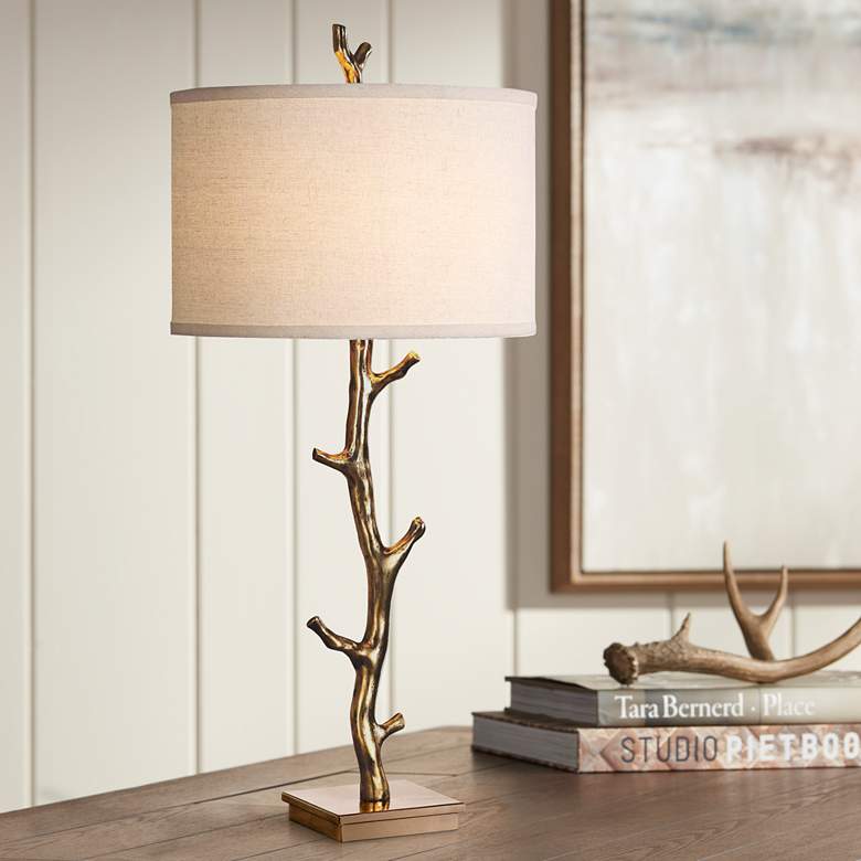 Image 1 Uttermost Javor 33 1/2 inch Antiqued Gold Tree Branch Metal Table Lamp