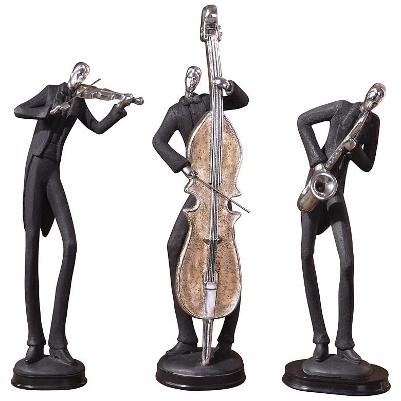 Image 1 Uttermost Jazz Music 18" High Metal Musician Table Sculptures Set of 3