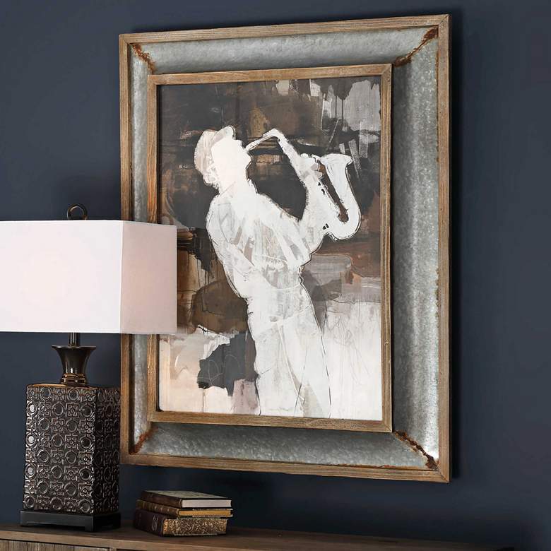 Image 1 Uttermost Jazz Saxophone 42 inch High Framed Print Wall Art