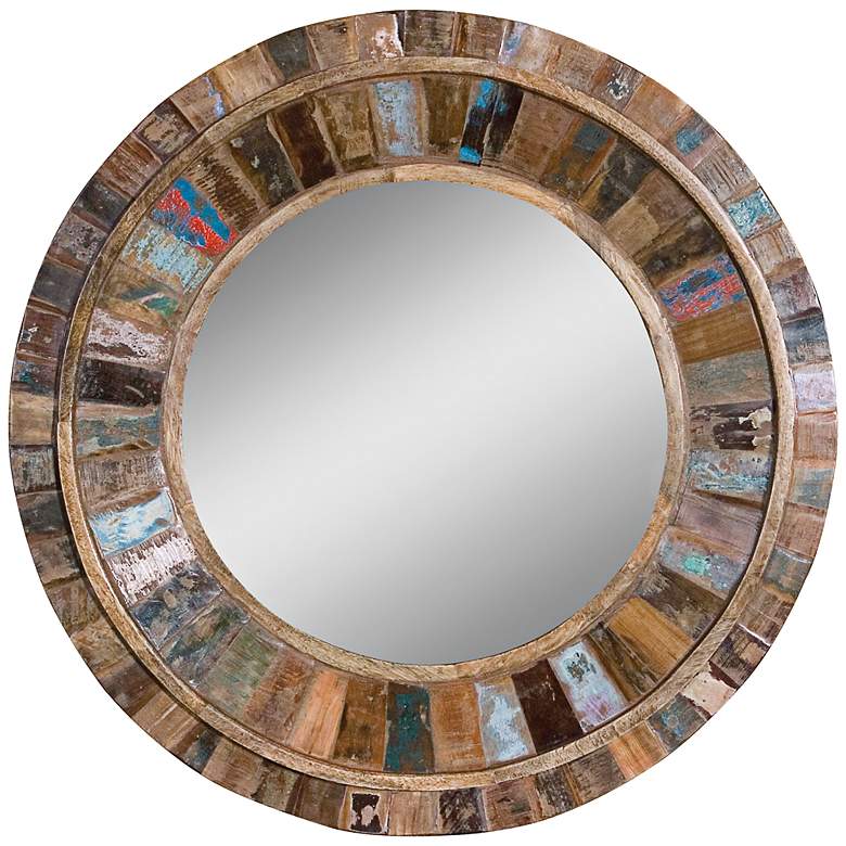 Image 1 Uttermost Jeremiah 32" Round Reclaimed Wood Wall Mirror