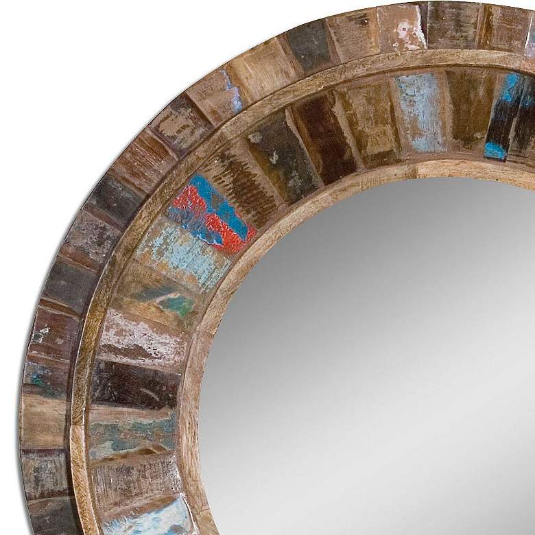 Image 5 Uttermost Jeremiah 32" Round Reclaimed Wood Wall Mirror more views